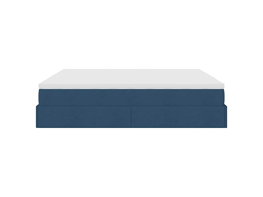 Cadre de lit ottoman avec matelas bleu 160x200 cm tissu