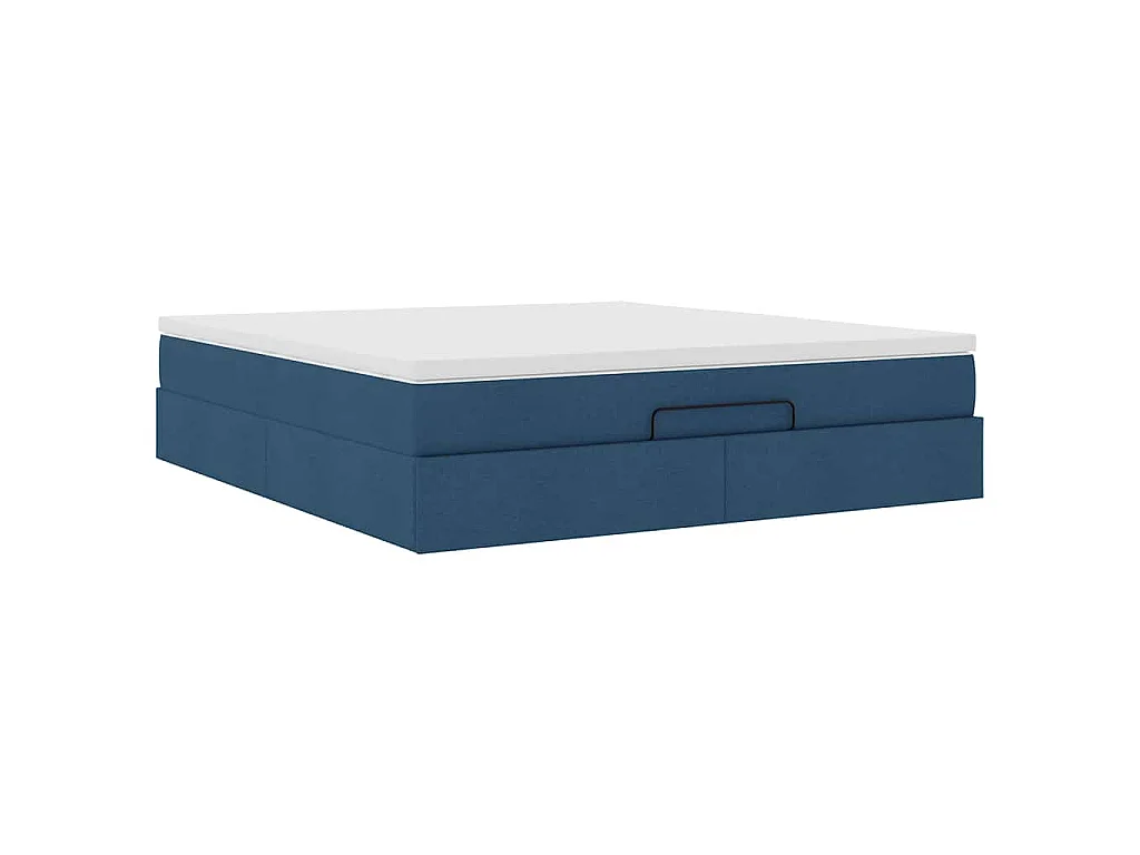 Ottoman-Bett mit Matratze Blau 160x200 cm Stoff