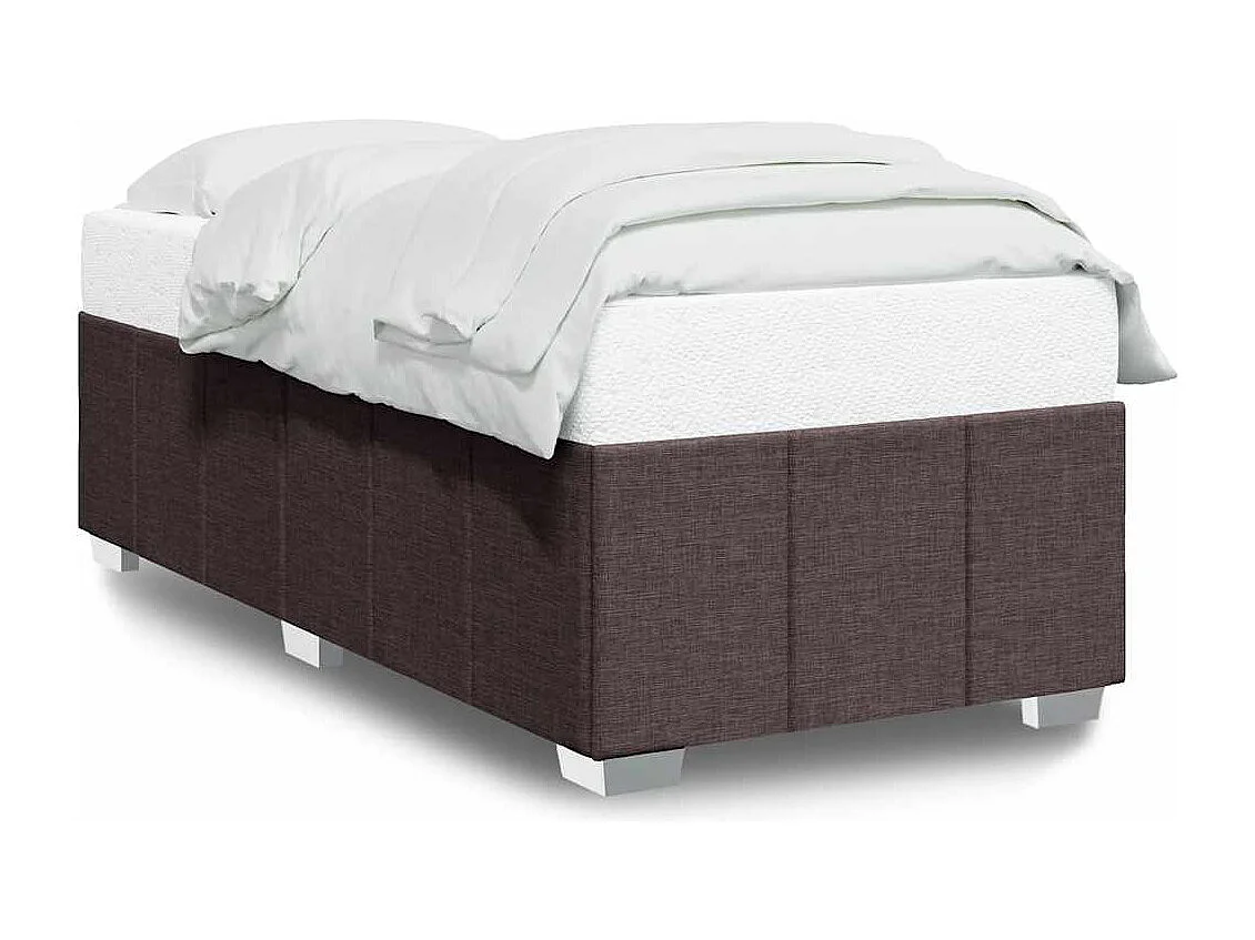 Estrutura de cama sem colchão 90x200 cm tecido castanho-escuro