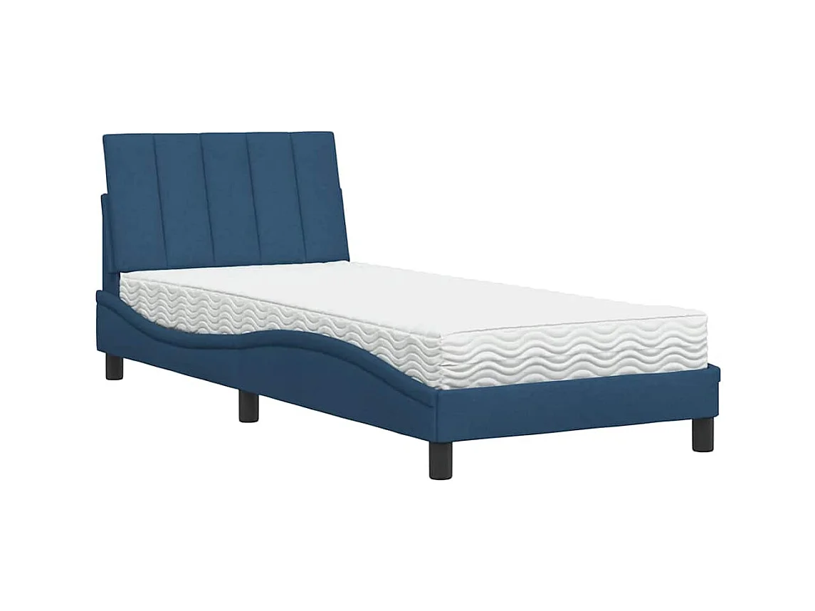 Lit avec matelas bleu 90x200 cm tissu