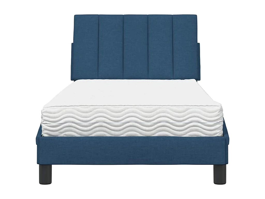 Bed met matras "Hanko" stof blauw 90x200 cm