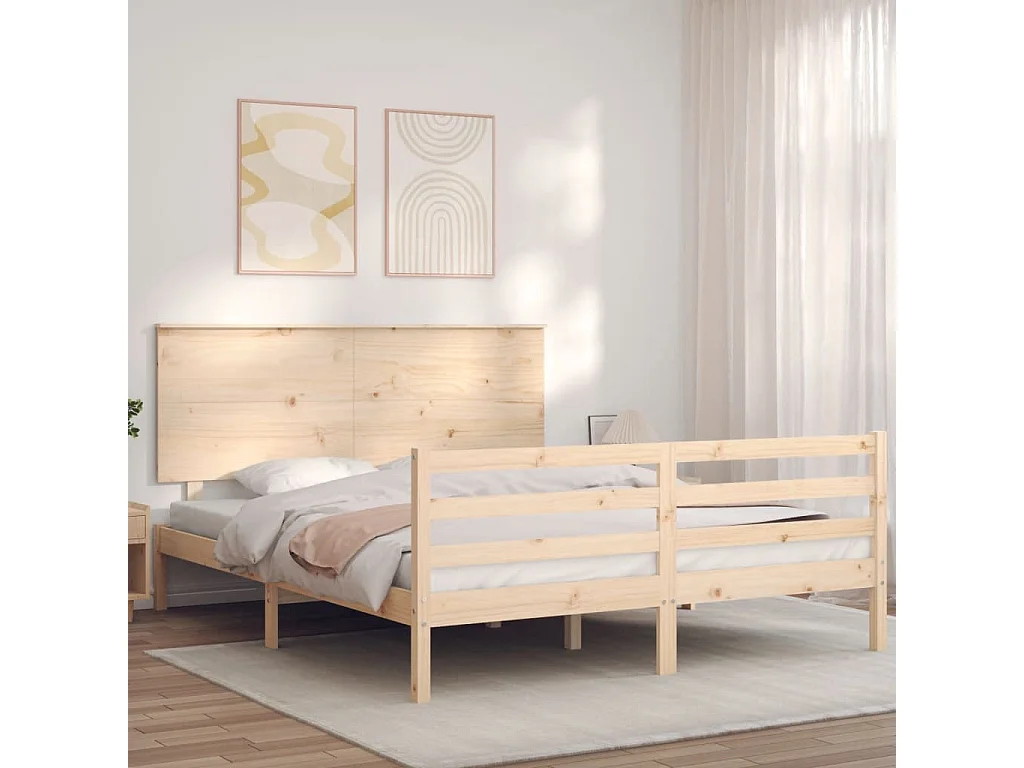 Cadre de lit sans matelas 160x200 cm bois massif