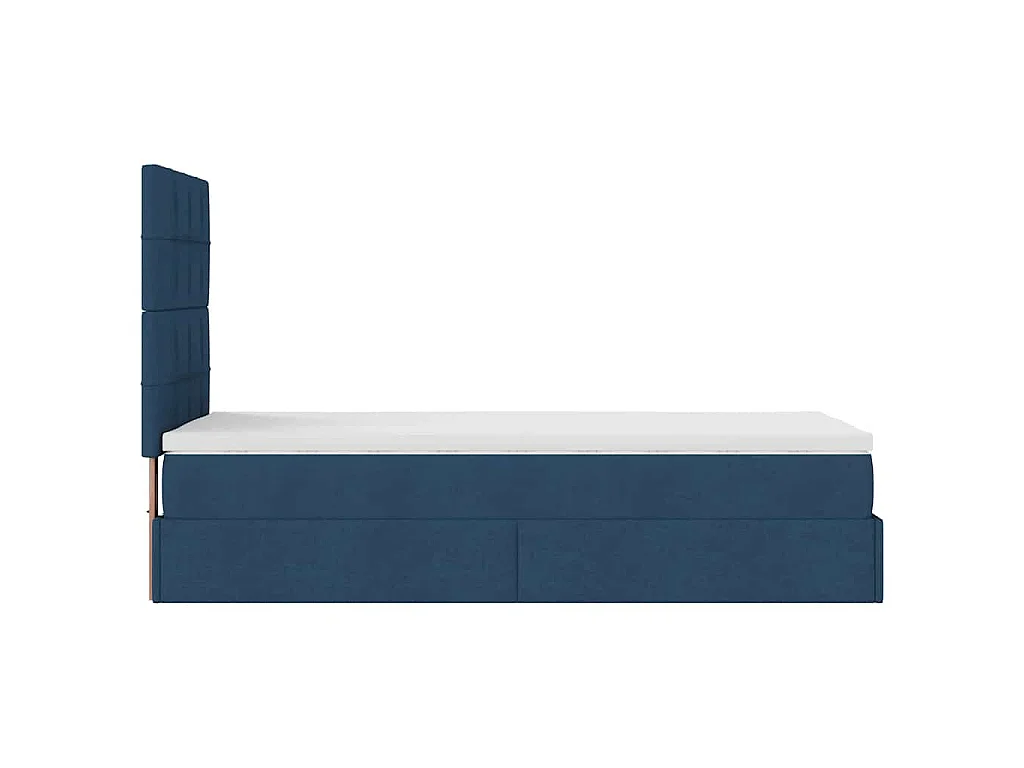 Cadre de lit ottoman avec matelas bleu 90x190 cm tissu