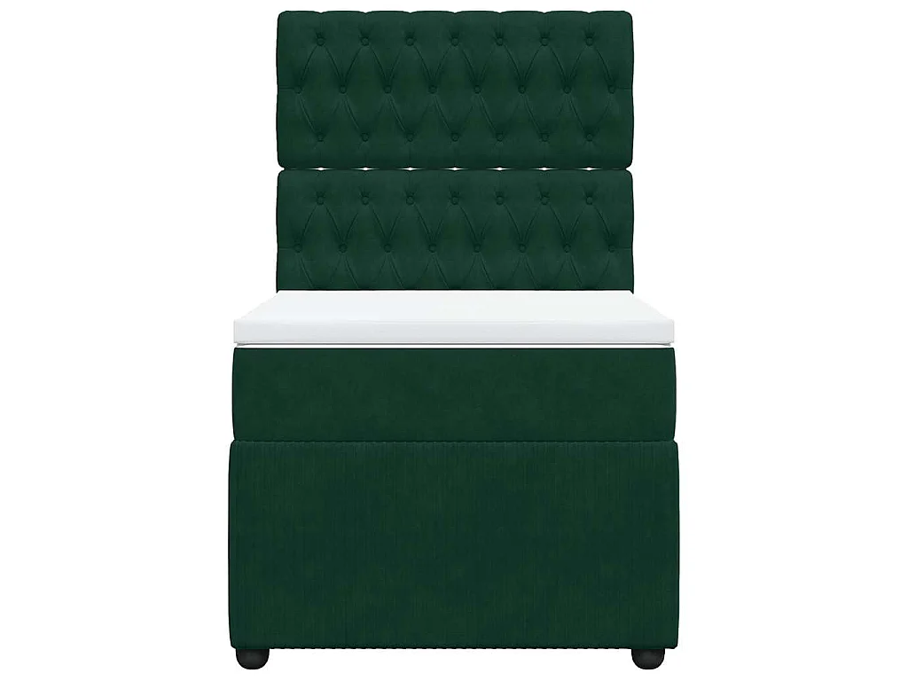 Cama box spring con colchón terciopelo verde oscuro 90x190 cm