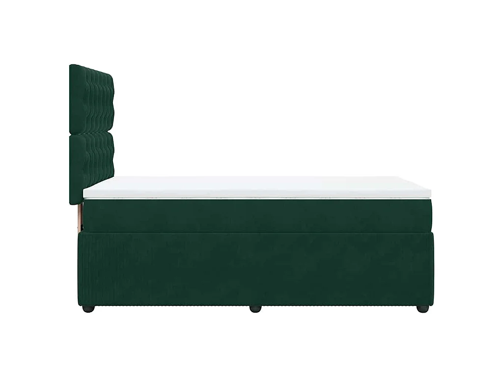 Cama box spring con colchón terciopelo verde oscuro 90x190 cm