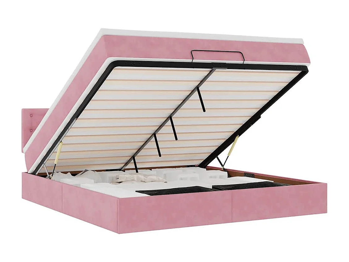 Estrutura de cama otomana com colchão 180x200 cm veludo rosa
