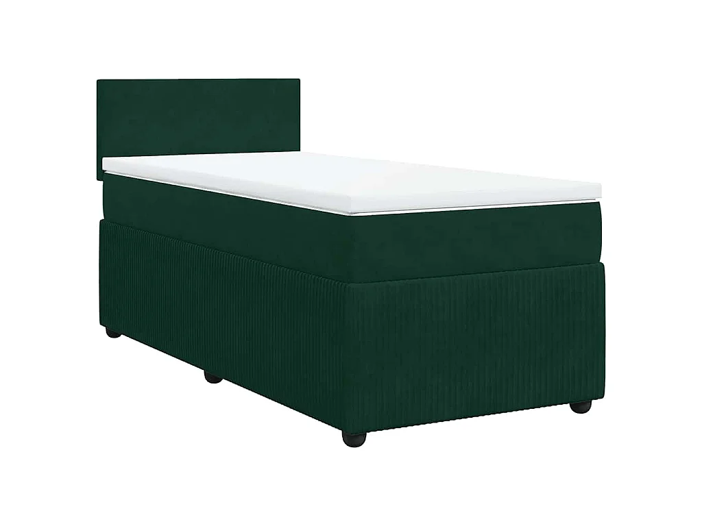 Cama com molas/colchão 90x200 cm veludo verde-escuro