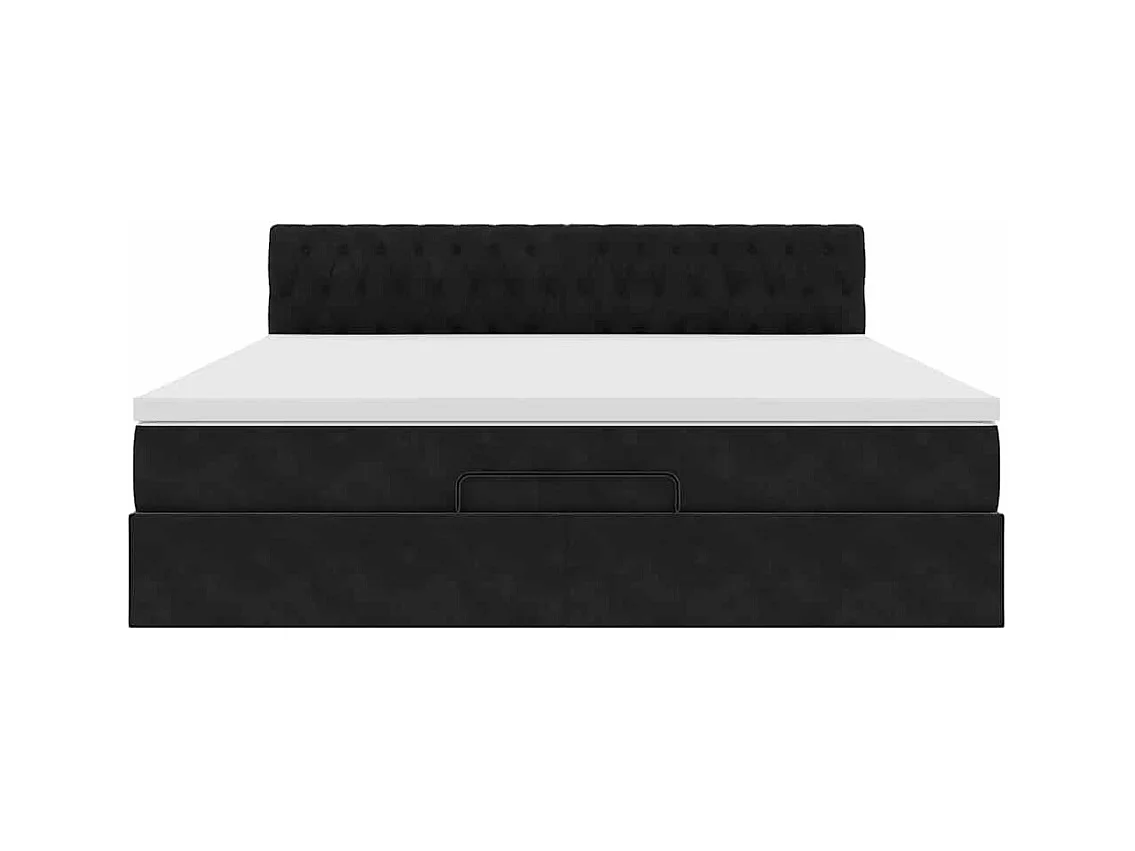 Ottoman-Bett mit Matratze Schwarz 160x200 cm Samt