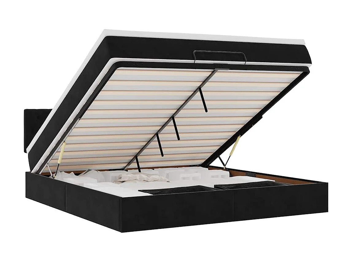 Cadre de lit ottoman avec matelas noir 160x200 cm velours