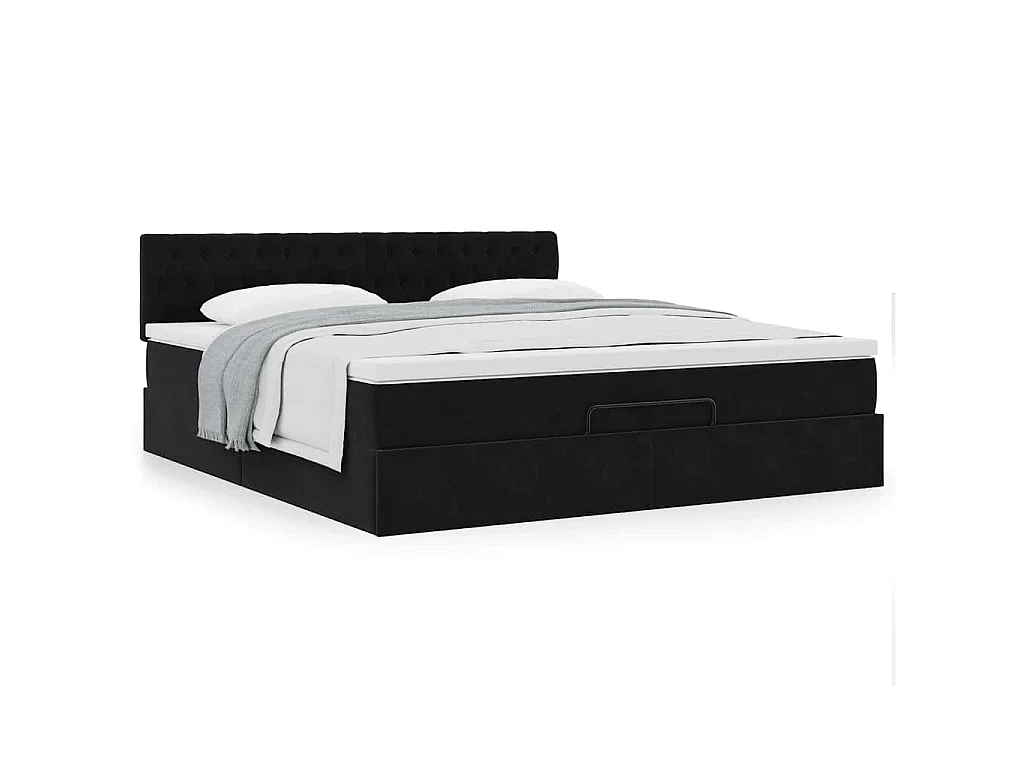 Estructura de cama otomana con colchón negra 160x200 cm