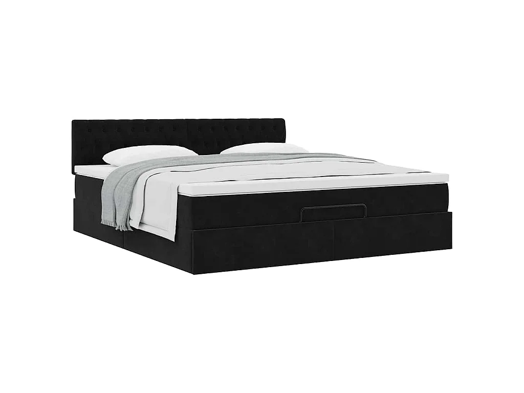 Estructura de cama otomana con colchón negra 160x200 cm