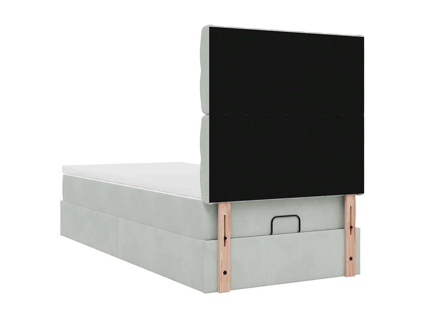 Cadre de lit ottoman et matelas gris clair 90x200 cm velours