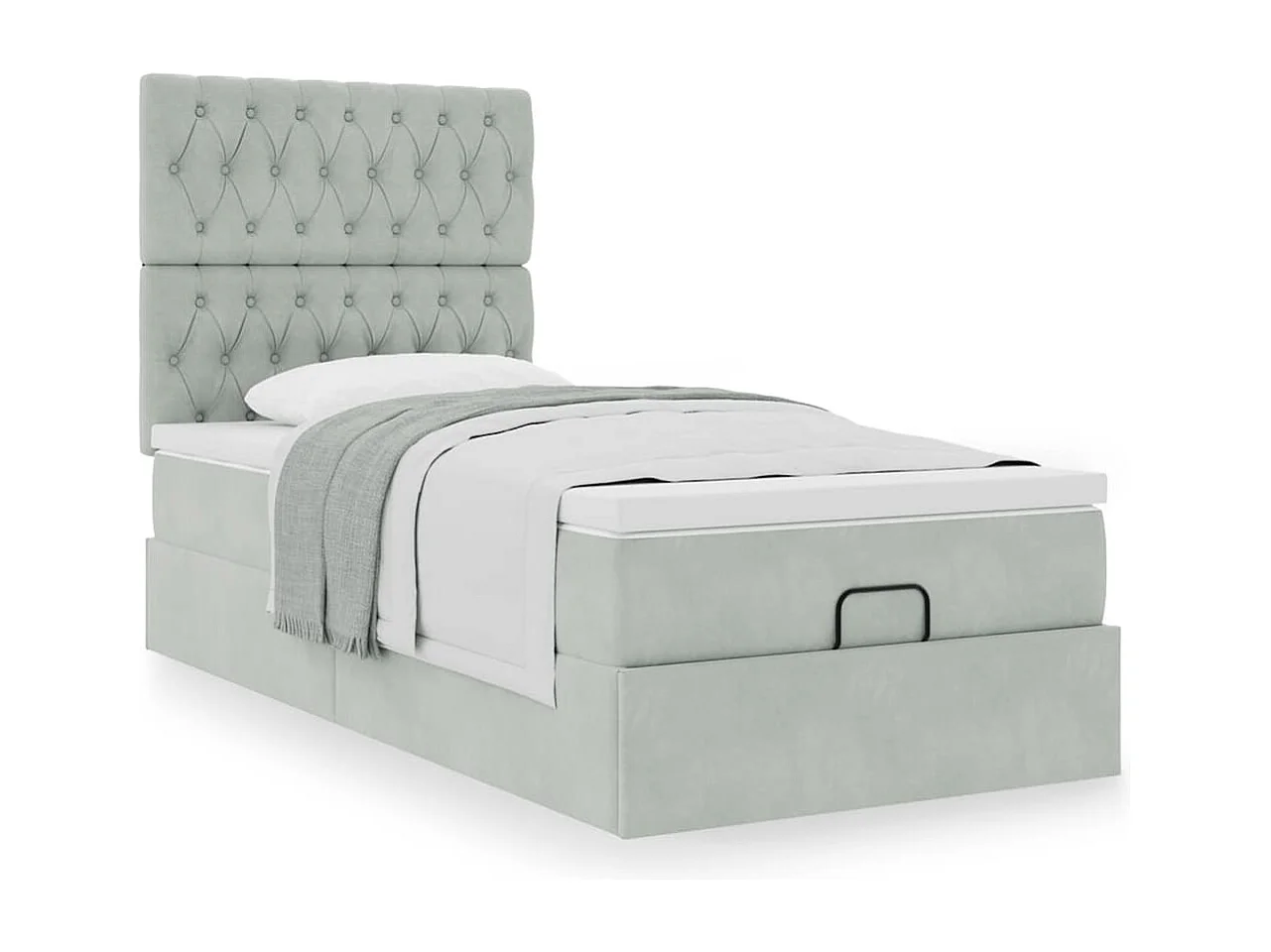 Ottoman bed met matrassen 90x200cm fluweel lichtgrijs