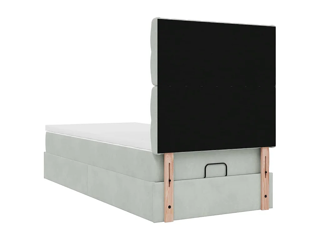 Ottoman-Bett mit Matratzen Hellgrau 90x200 cm Samt