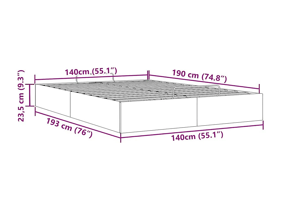 Ottoman-Bett ohne Matratze Dunkelbraun 140x190 cm Stoff