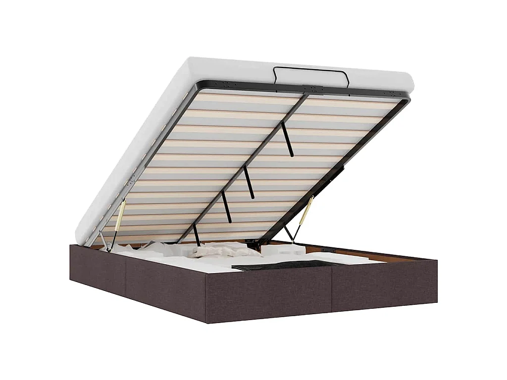 Bedframe zonder matras 140x190 cm stof donkerbruin