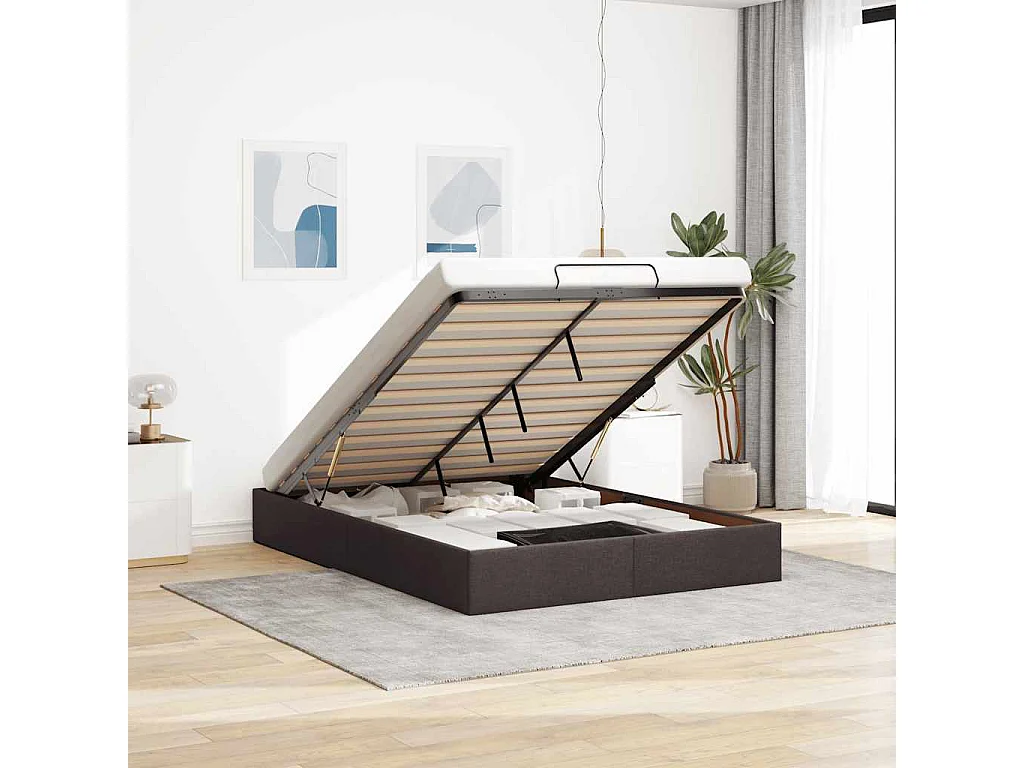 Bedframe zonder matras 140x190 cm stof donkerbruin