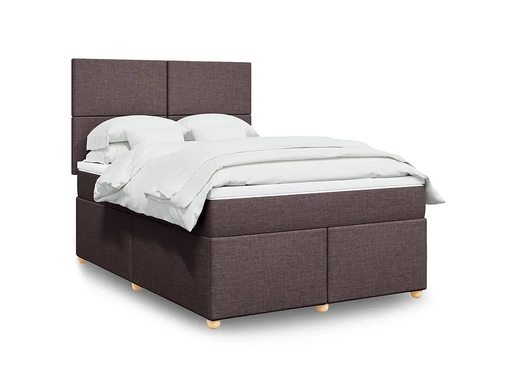 Giroletto a Molle con Materasso Marrone Scuro 160x200cm Tessuto
