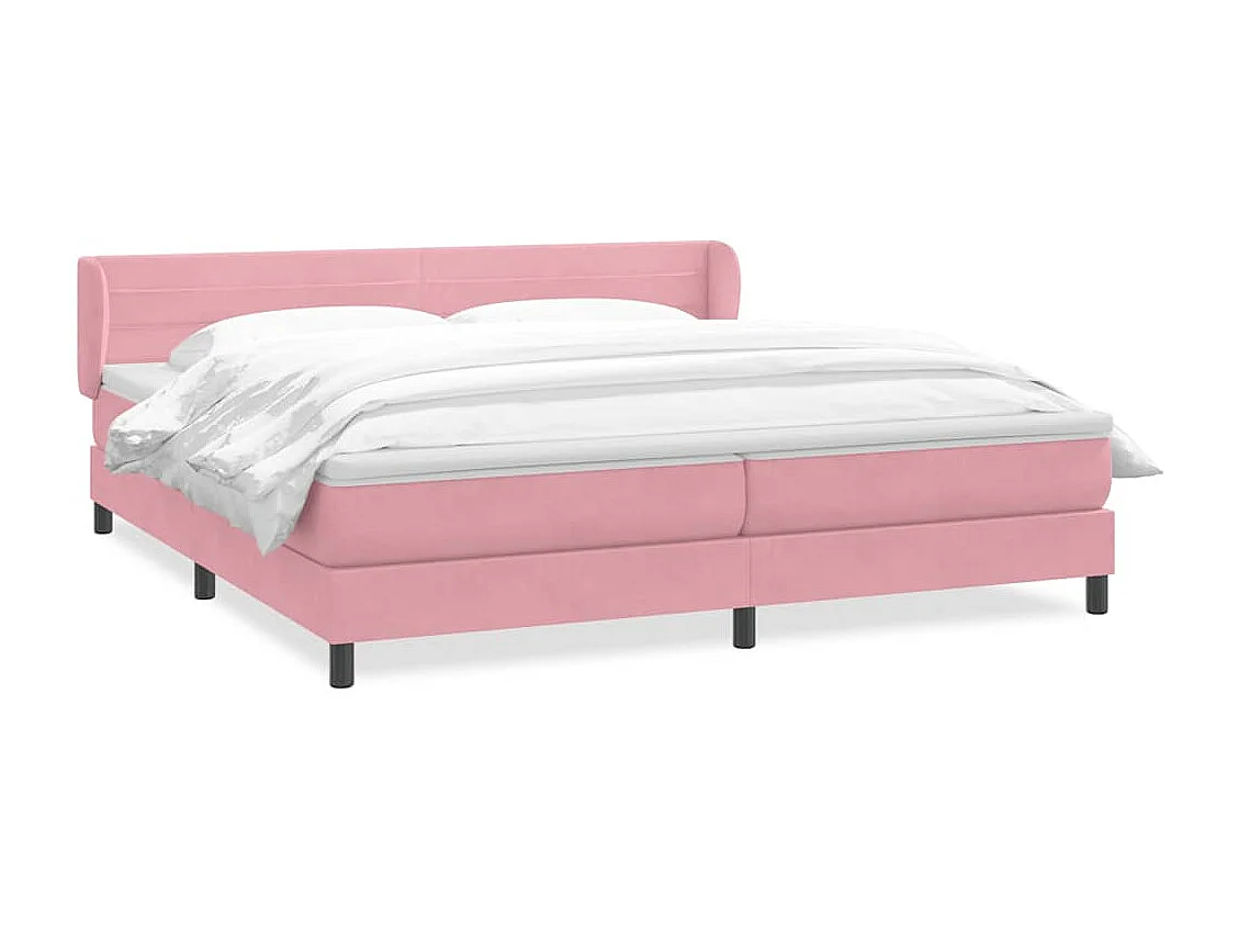 Sommier à lattes de lit avec matelas rose 180x210 cm velours