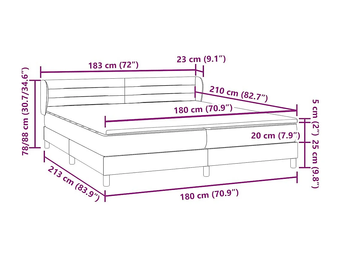 Sommier à lattes de lit avec matelas rose 180x210 cm velours