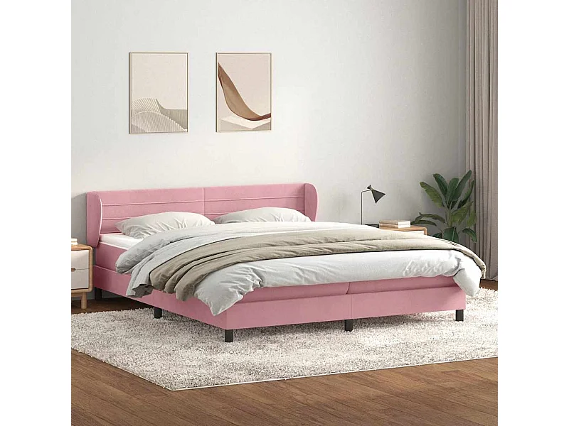 Boxspringbett mit Matratzen Rosa 180x210 cm Samt