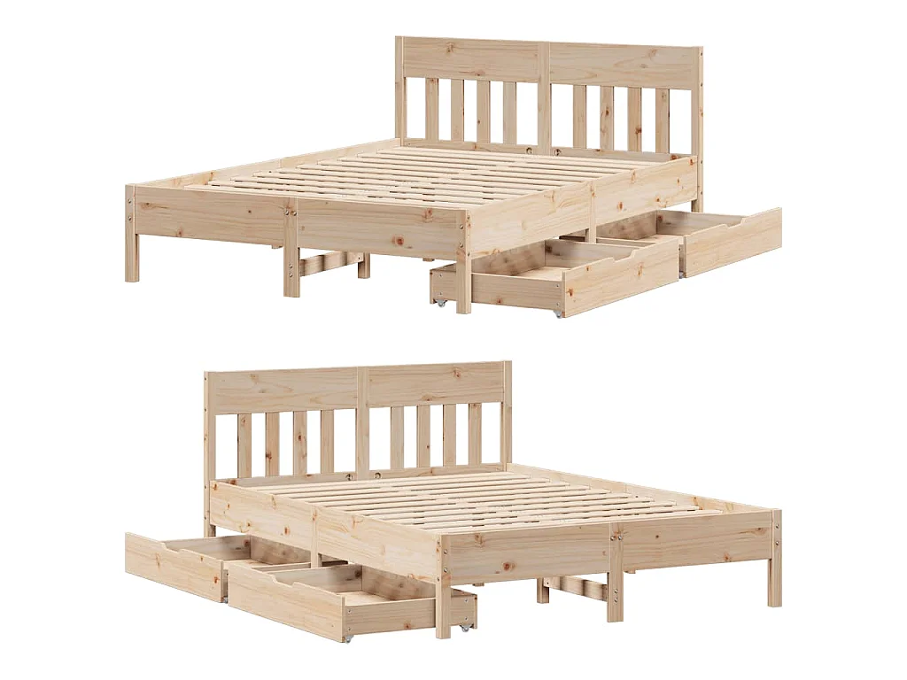 Cadre de lit sans matelas 140x190 cm bois de pin massif