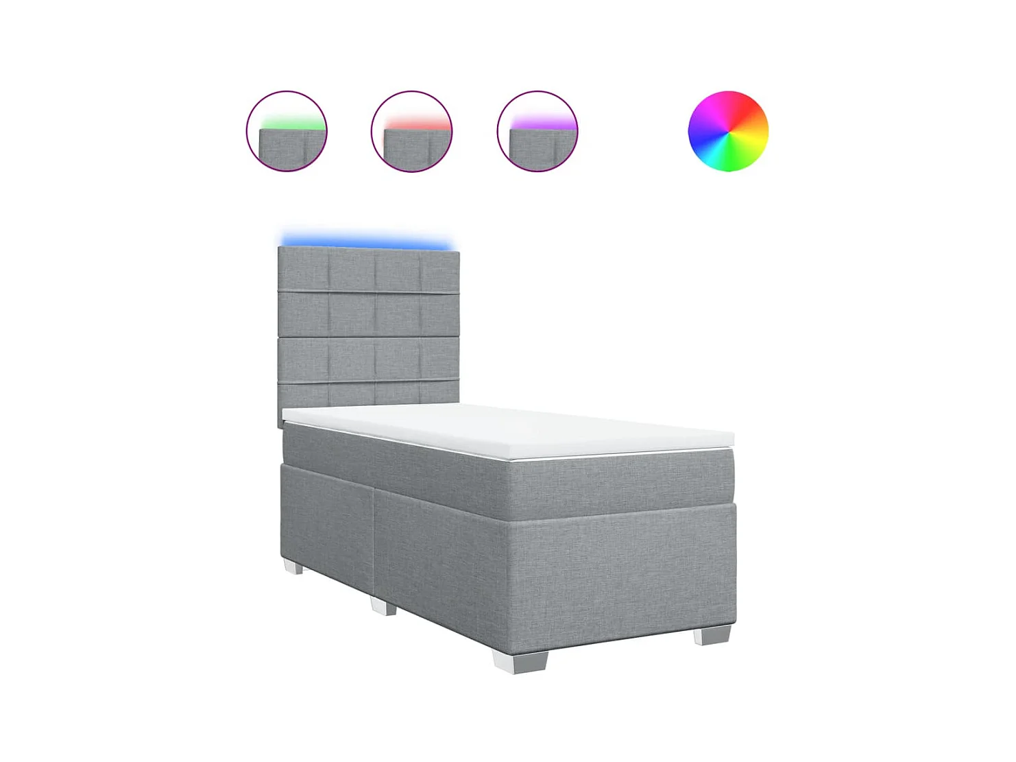 Boxspringbett mit Matratze Hellgrau 90x200 cm Stoff