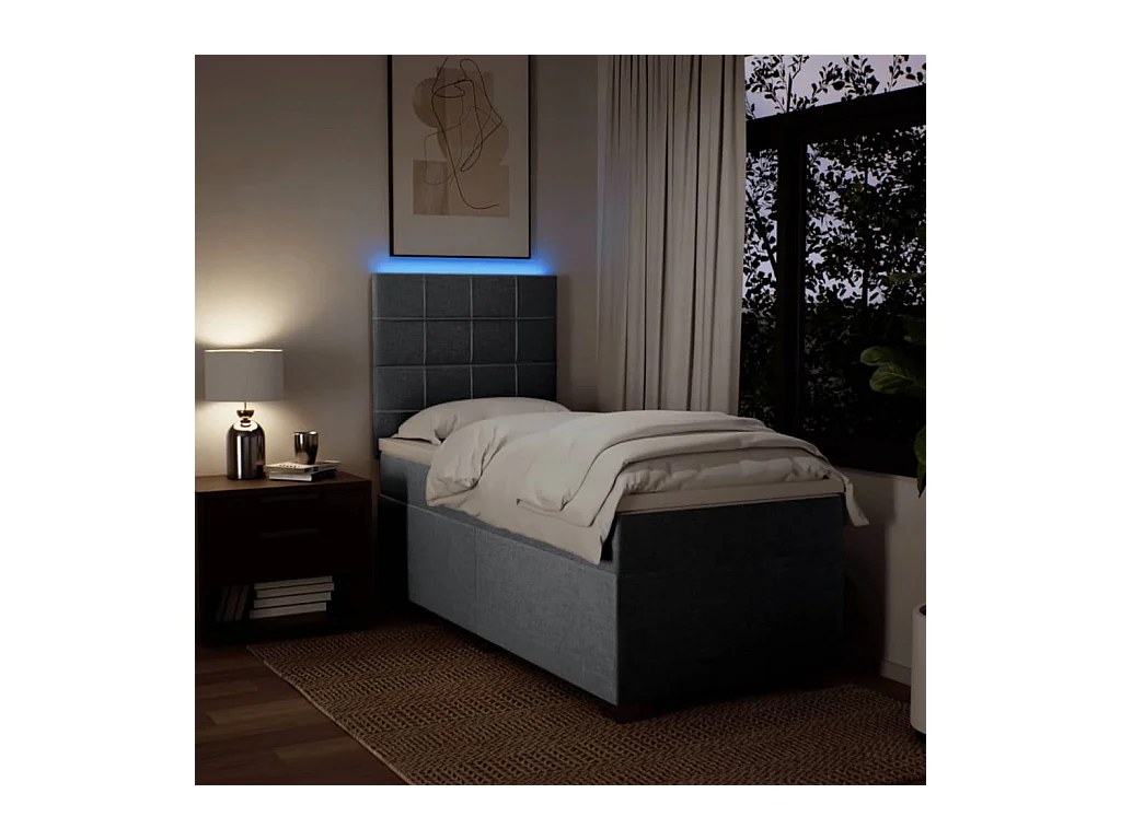 Boxspringbett mit Matratze Hellgrau 90x200 cm Stoff