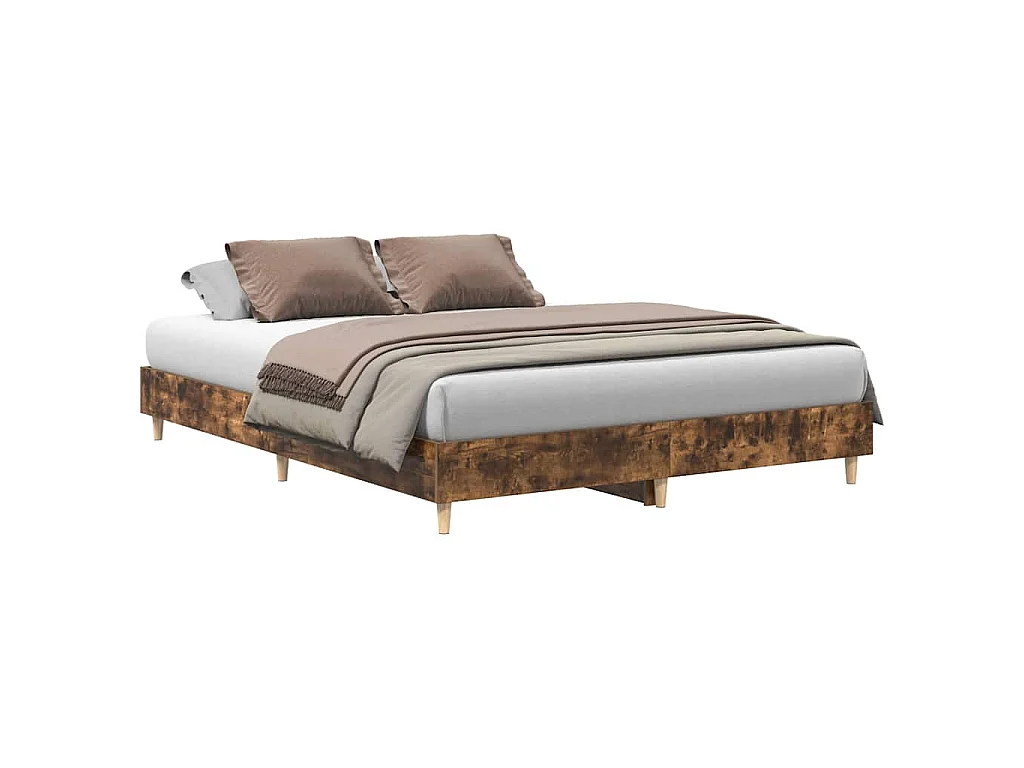Bettgestell ohne Matratze Räuchereiche 140x200 cm Holzwerkstoff