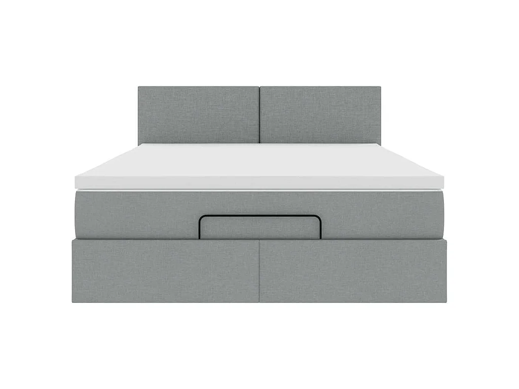 Lit ottoman avec matelas gris clair 140x190 cm tissu
