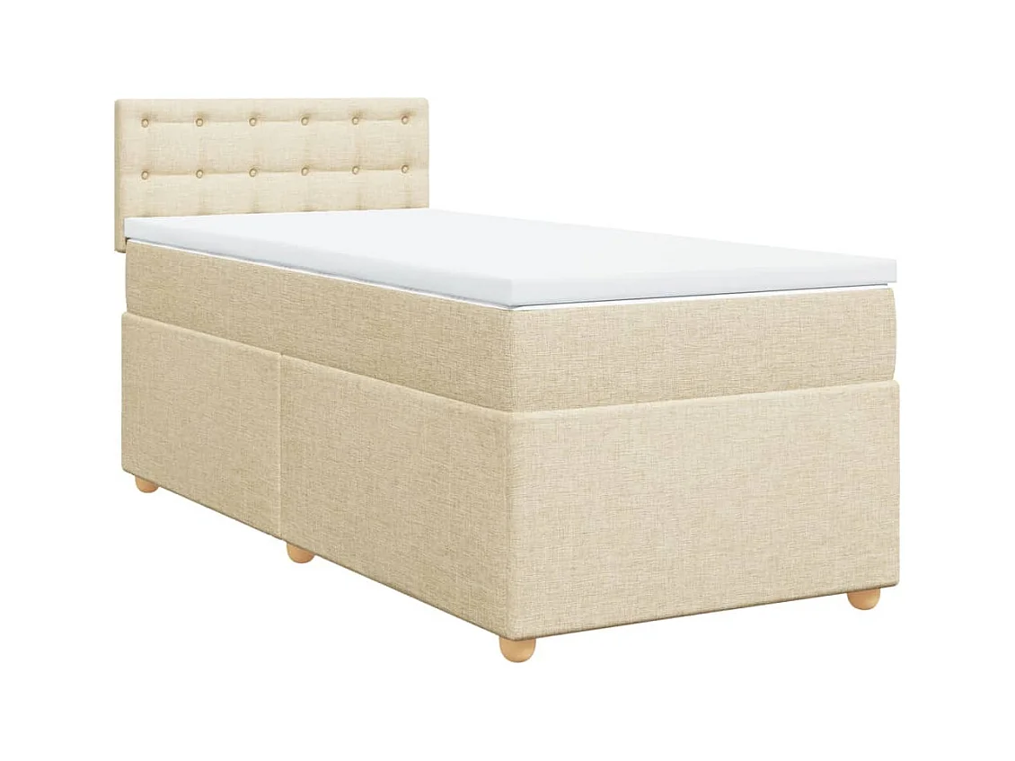 Sommier à lattes de lit avec matelas Crème 90x200 cm Tissu