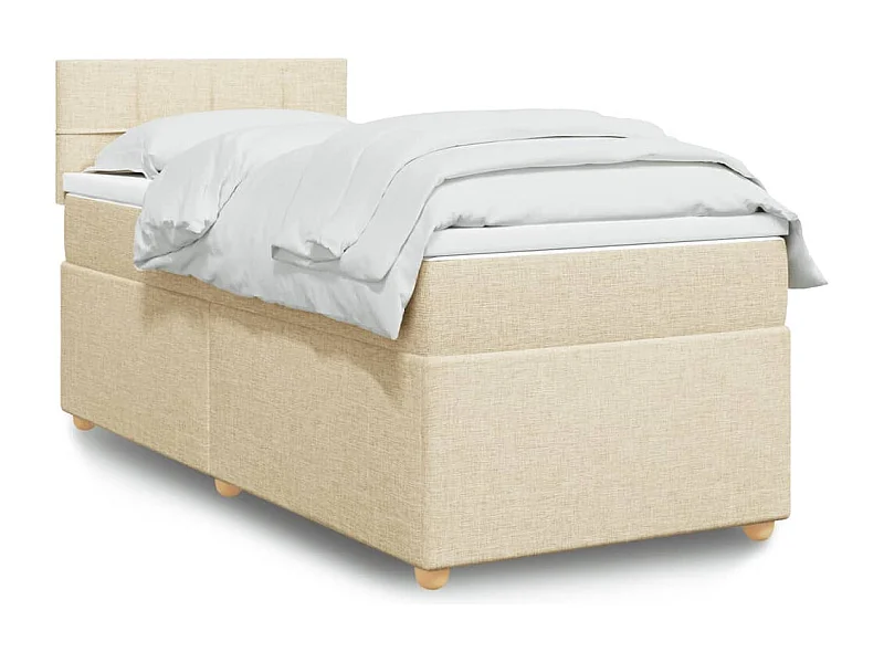 Boxspringbett mit Matratze Creme 100x200 cm Stoff