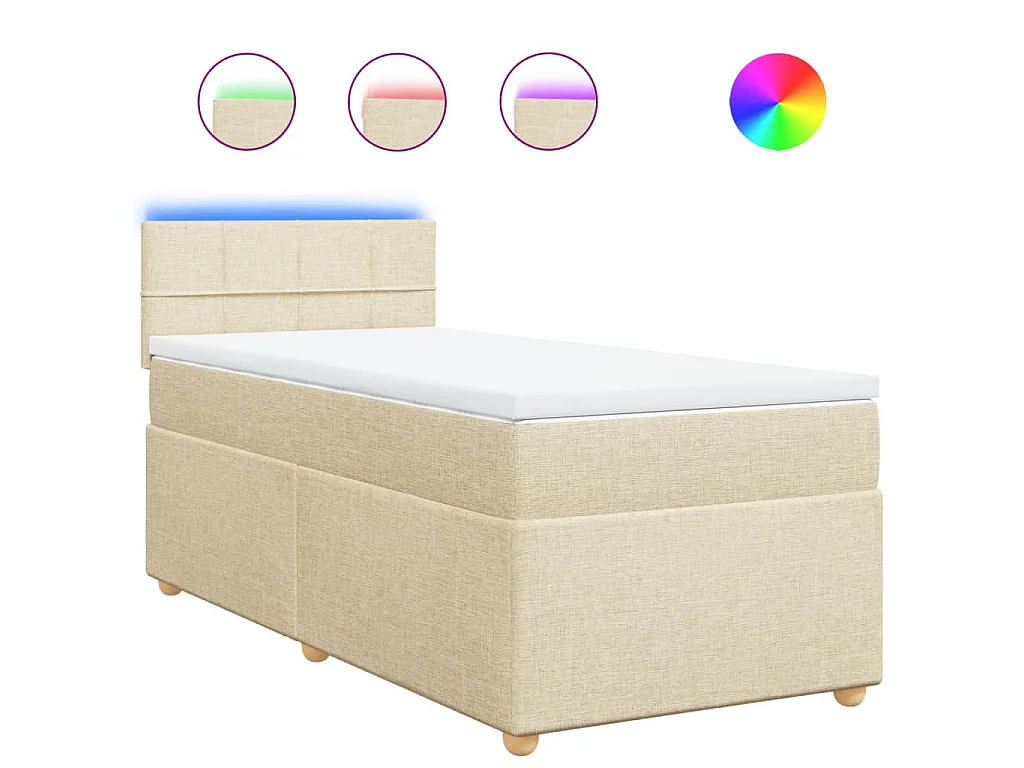 Cama com molas/colchão 100x200 cm tecido cor creme