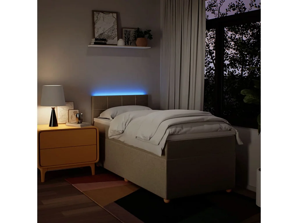 Cama com molas/colchão 100x200 cm tecido cor creme