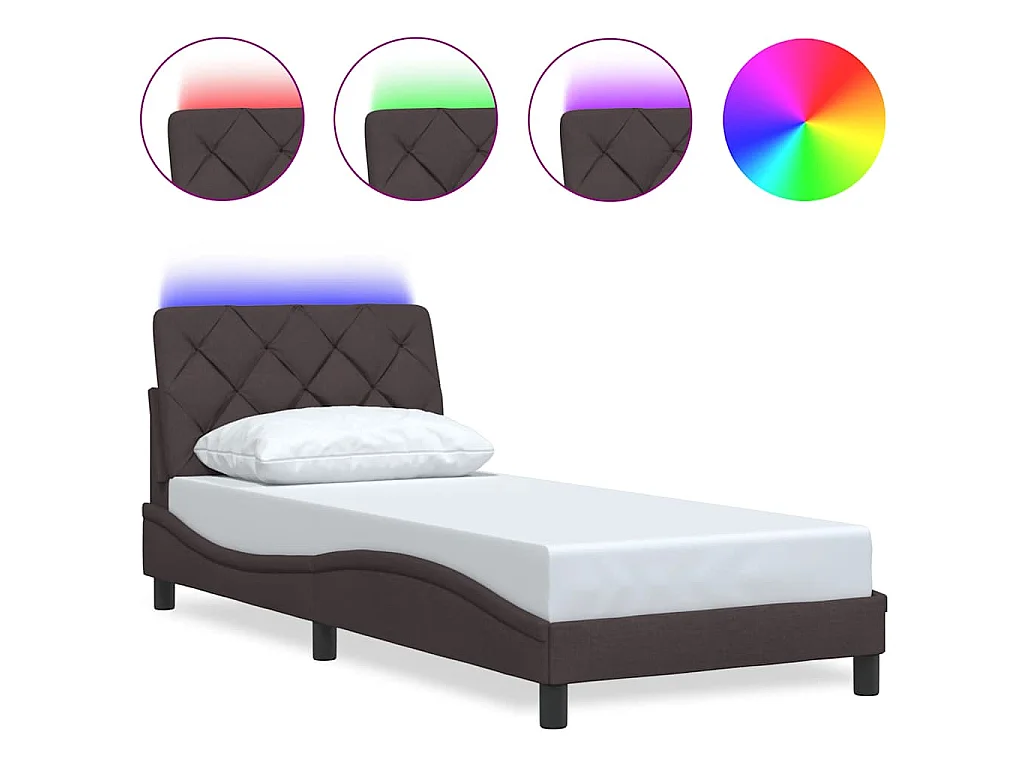 Giroletto con LED senza Materasso Marrone Scuro 90x200 cm