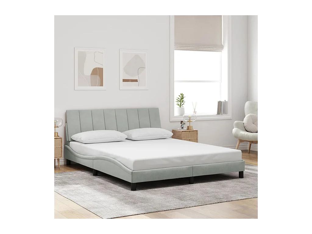 Estructura de cama sin colchón terciopelo gris claro 160x200 cm