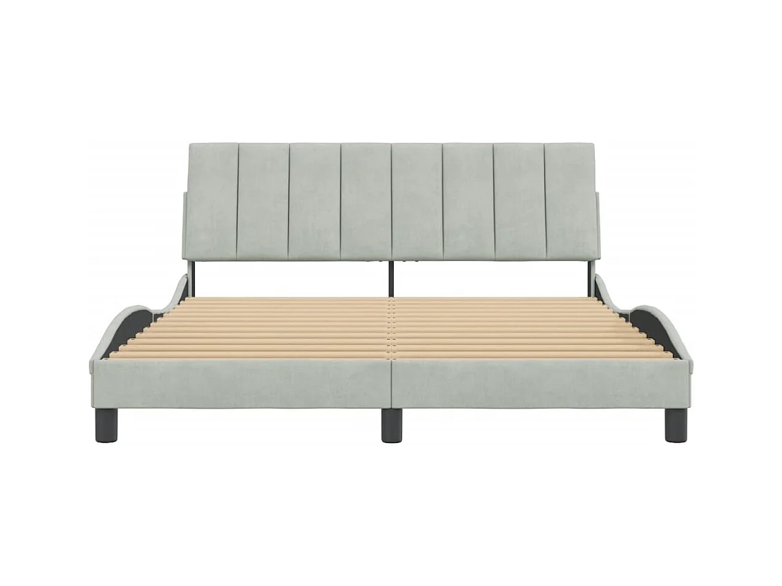 Estructura de cama sin colchón terciopelo gris claro 160x200 cm
