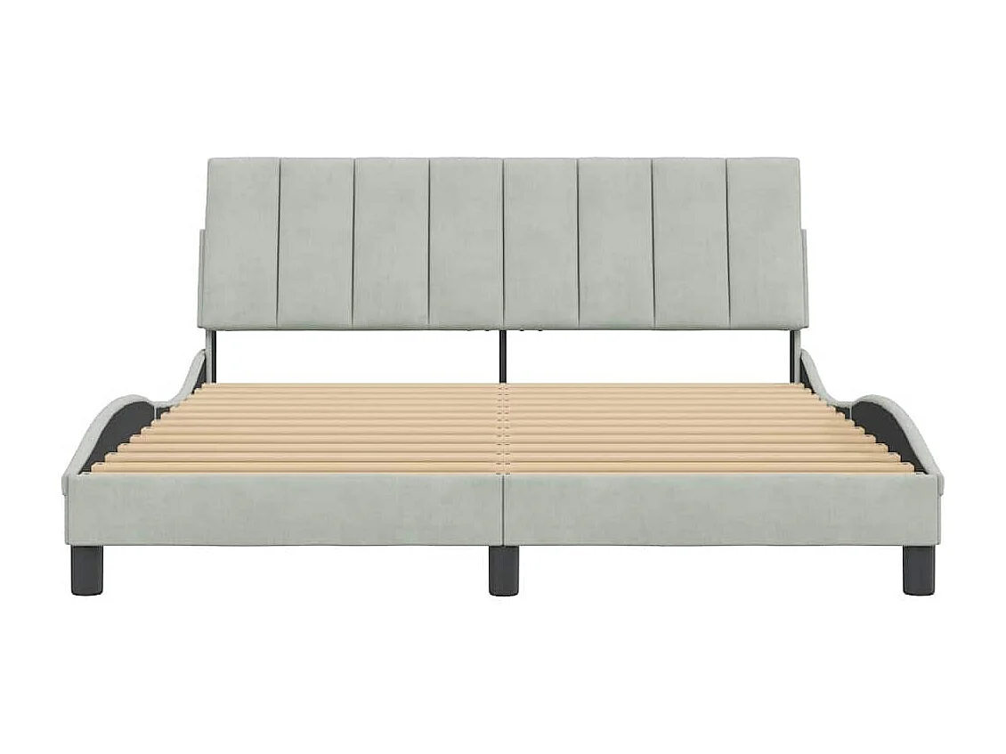 Cadre de lit sans matelas Hanko gris clair 160x200 cm velours