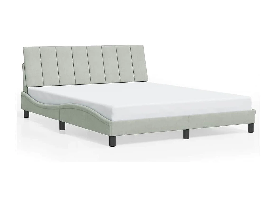 Giroletto senza Materasso Hanko Grigio Chiaro 160x200 cm Velluto