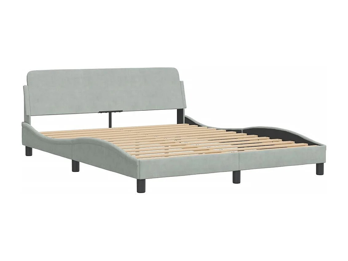 Giroletto senza Materasso Hanko Grigio Chiaro 160x200 cm Velluto
