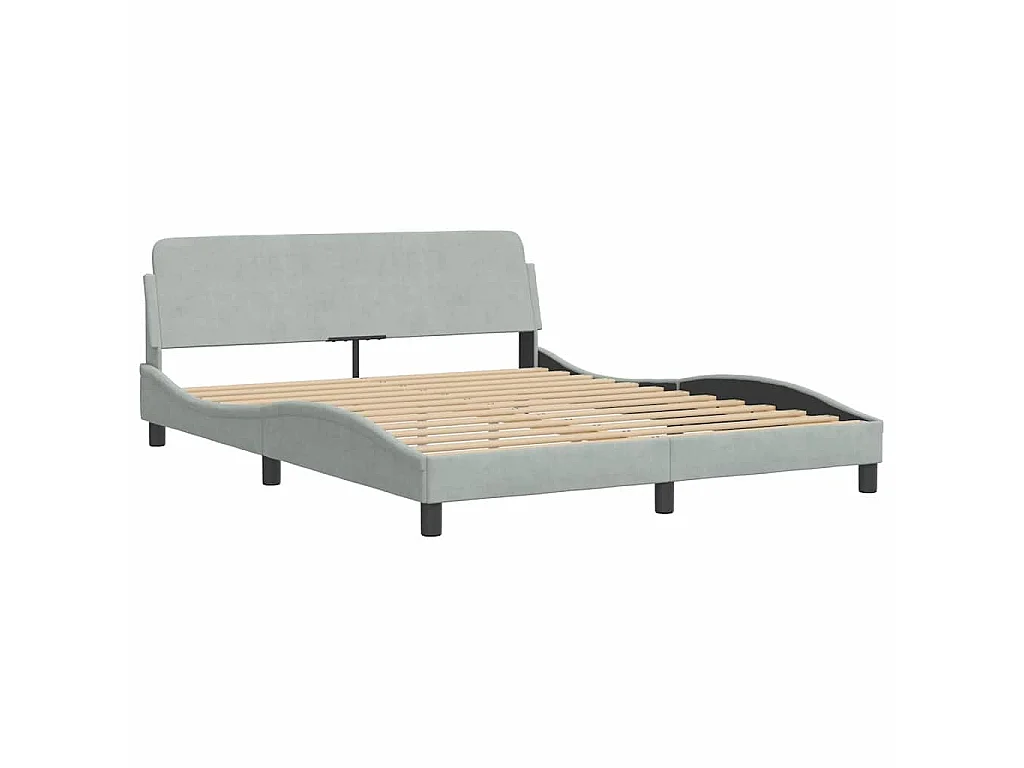 Giroletto senza Materasso Hanko Grigio Chiaro 160x200 cm Velluto