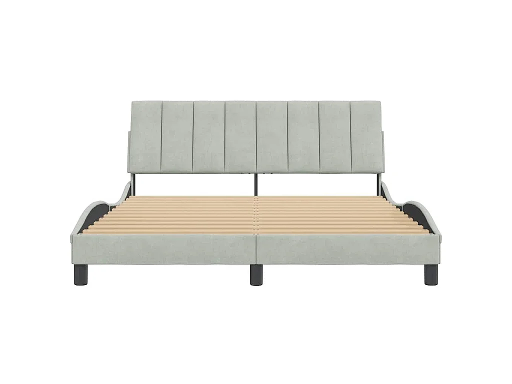 Giroletto senza Materasso Hanko Grigio Chiaro 160x200 cm Velluto