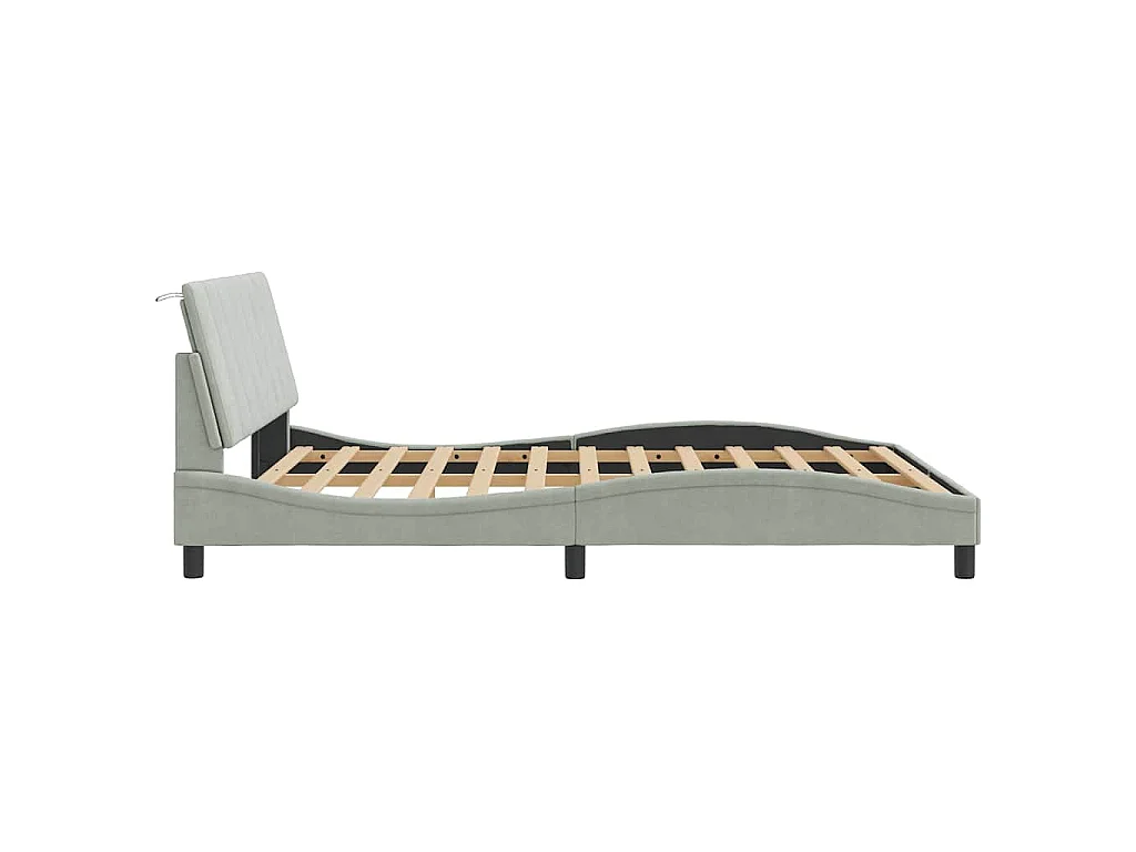 Giroletto senza Materasso Hanko Grigio Chiaro 160x200 cm Velluto