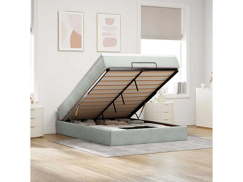 Struttura Letto Pouf con Materasso 140x190 cm Velluto