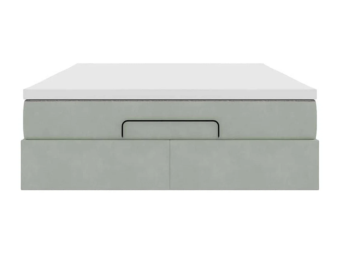 Cadre de lit ottoman et matelas gris clair 140x190 velours