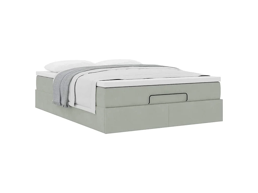 Struttura Letto Pouf con Materasso 140x190 cm Velluto