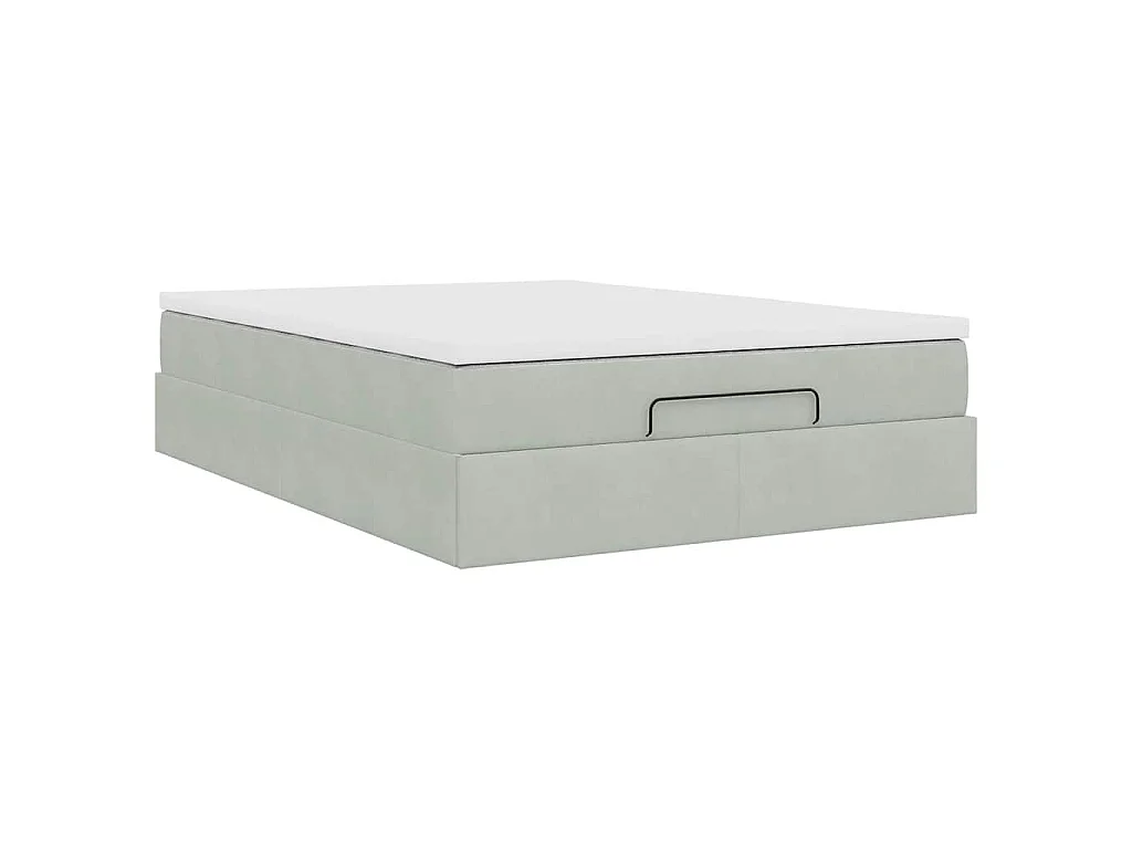 Struttura Letto Pouf con Materasso 140x190 cm Velluto