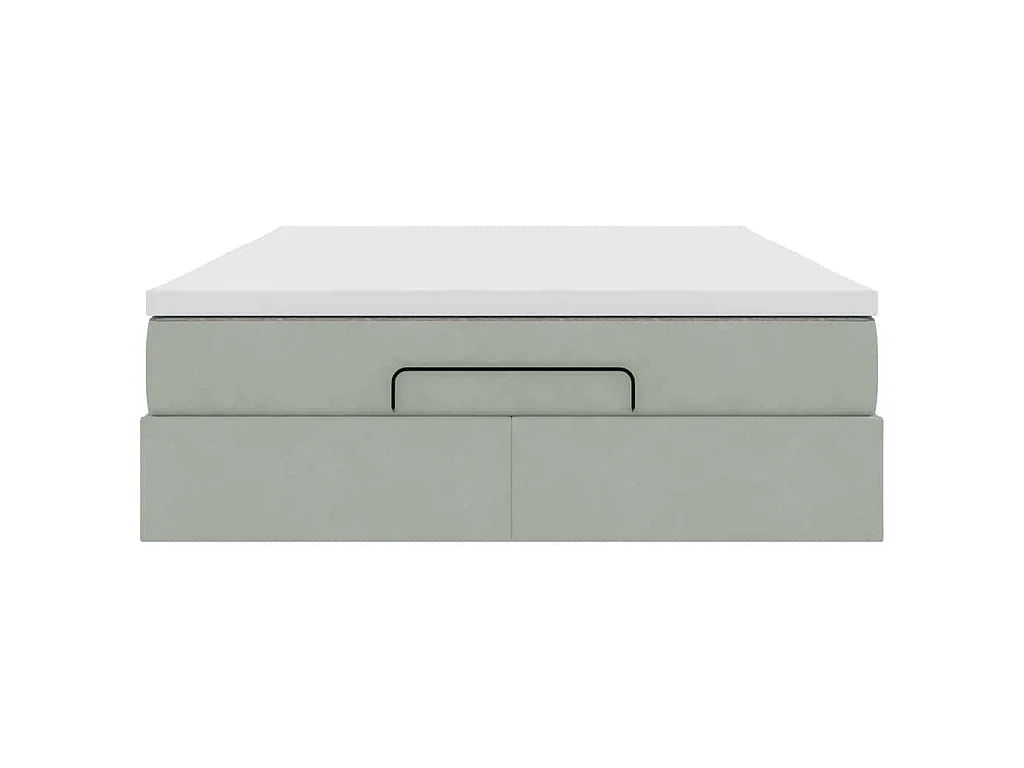 Cadre de lit ottoman et matelas gris clair 140x190 velours