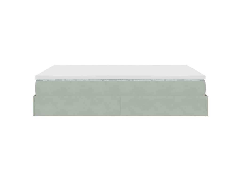 Cadre de lit ottoman et matelas gris clair 140x190 velours