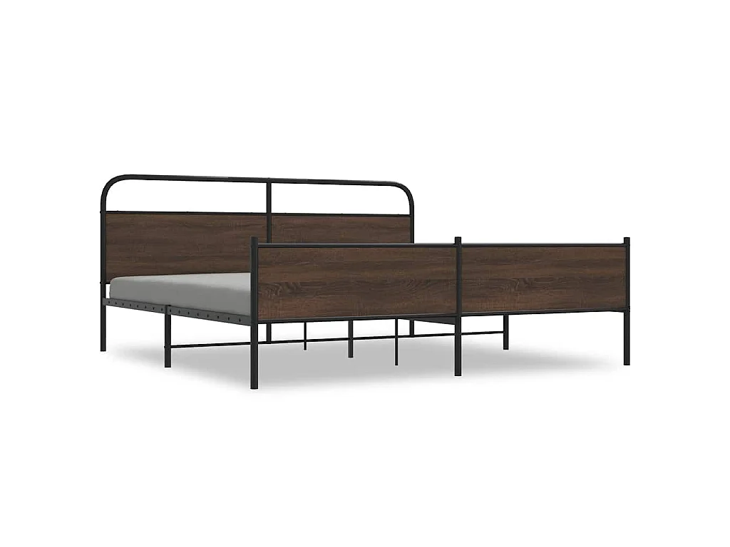 Estrutura cama sem colchão 180x200 cm metal carvalho castanho